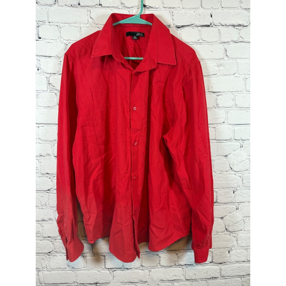 Harvé Benard Red Button Down‎ Long Sleeve Dress Shirt XL